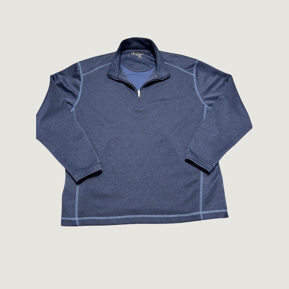 Pebble Beach Performance Mens Medium Quarter Zip Pullover Heather Navy Blue Golf